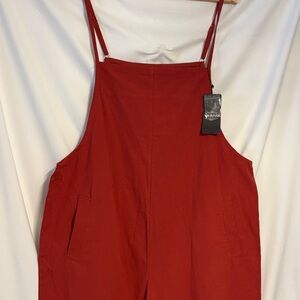YESNO Burgundy Boxy Lagenlook Overalls Adjustable Straps NWT SZ 2XL 100% Cotton